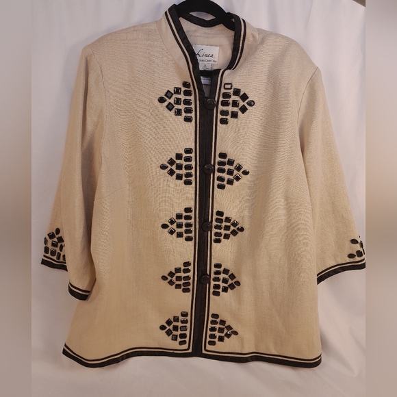 Linea by Louis Dell'Olio Dresses & Skirts - 1xl Formal Top by Linea by Louis Dell'Olio - Neverworn - Beige With Embellishmen